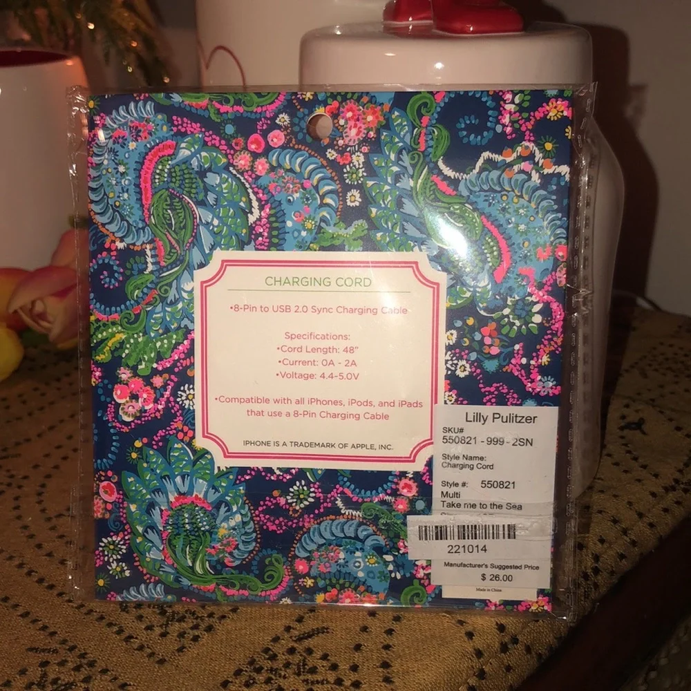 Lilly Pulitzer Charging Cord Featured in Take Me To The Sea